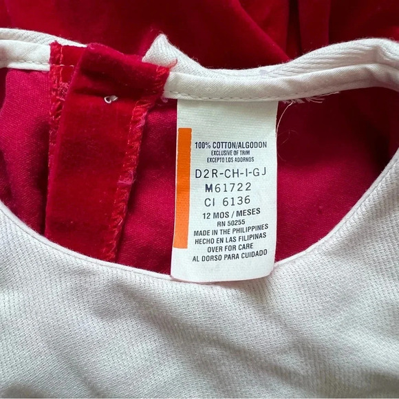 Vintage Red Velvet Bib Christmas Top Size 12 Months - Picture 6 of 6